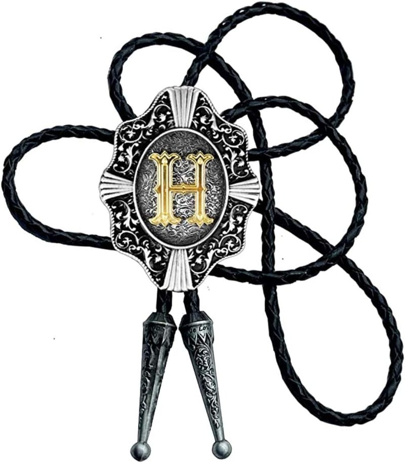 KECOL Western Letter Bolo Tie Cowboy Aalphabet A to Z Neckties Necklace for Men Women - Image 1